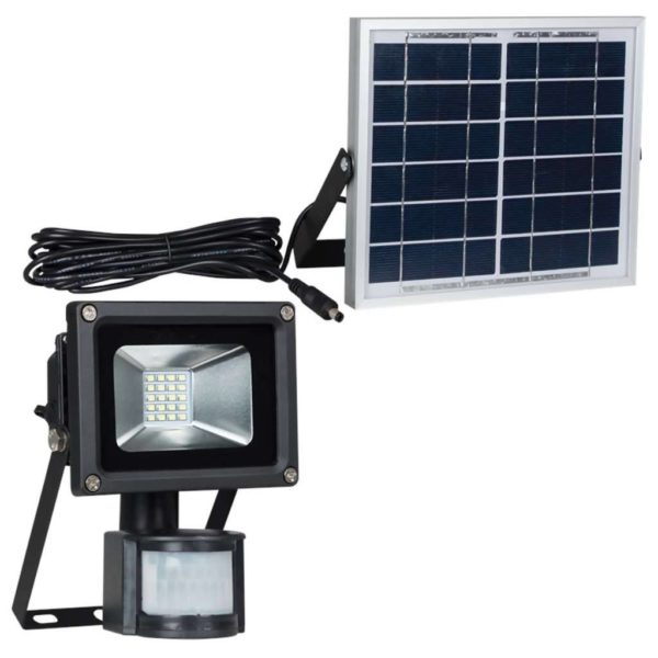 BRIGHT STAR 10W Solar LED Floodlight With PIR Sensor, FL076, 6000K, 600Lm, Black