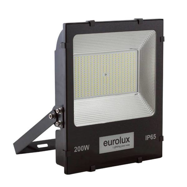 EUROLUX 200W LED Floodlight, 6000K, Black