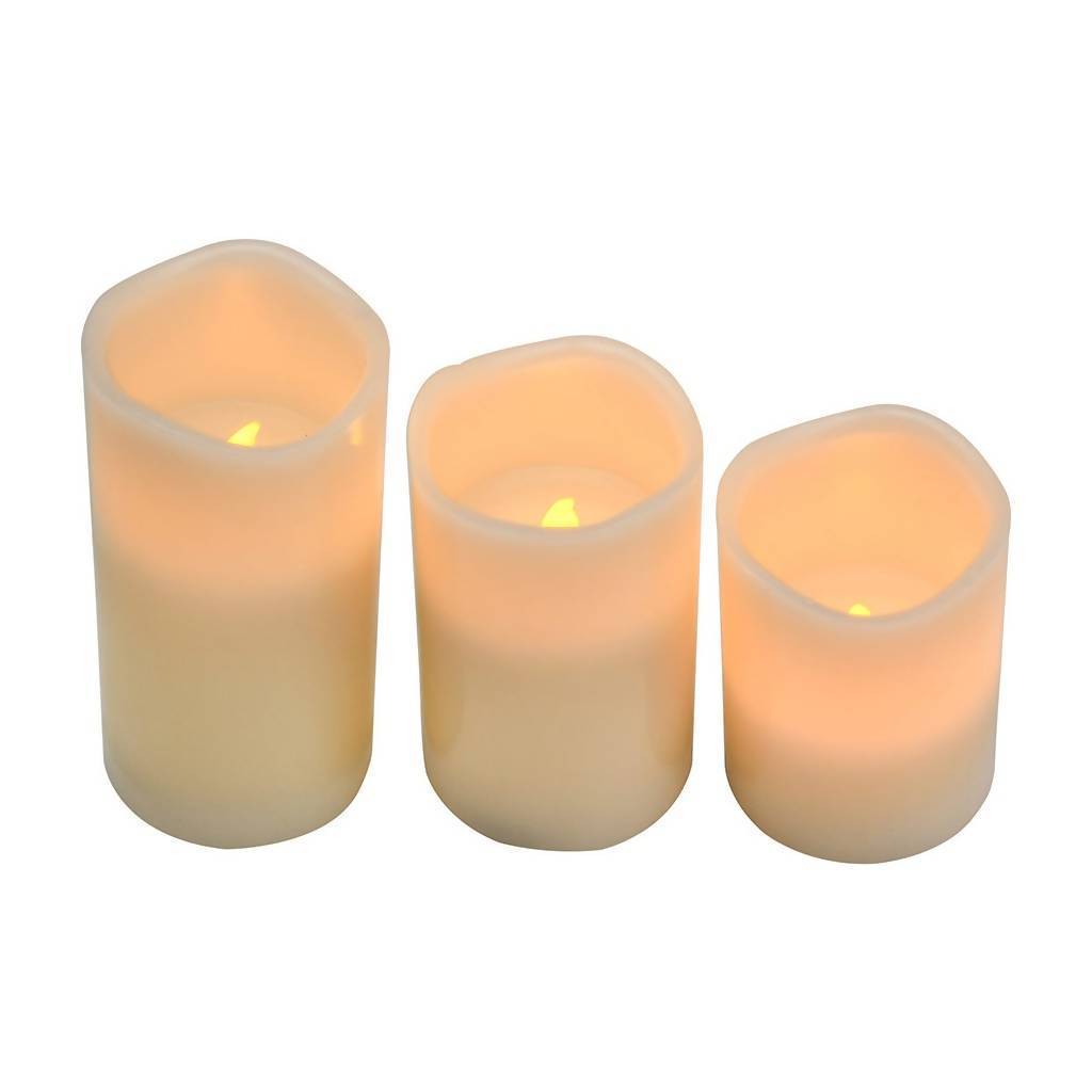 EUROLUX 3Pcs LED Flameless Candles With On/Off Remote, Ivory - Hardware ...