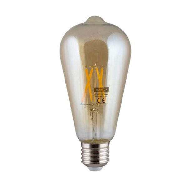 EUROLUX Amber LED Filament Pear, E27, 4W, Warm White