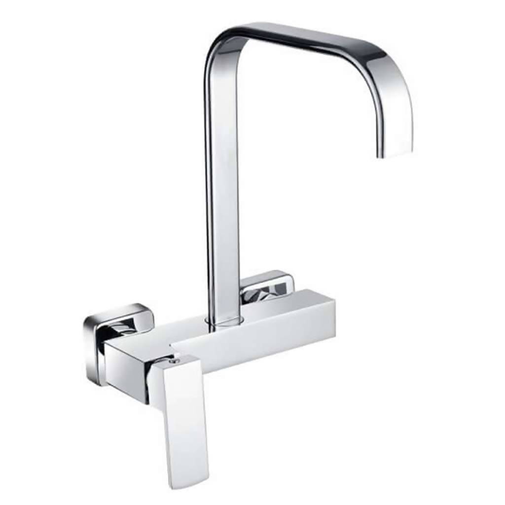 Jasper Wall Mounted Sink Mixer with Swivel Spout, Chrome Plated DZR Brass